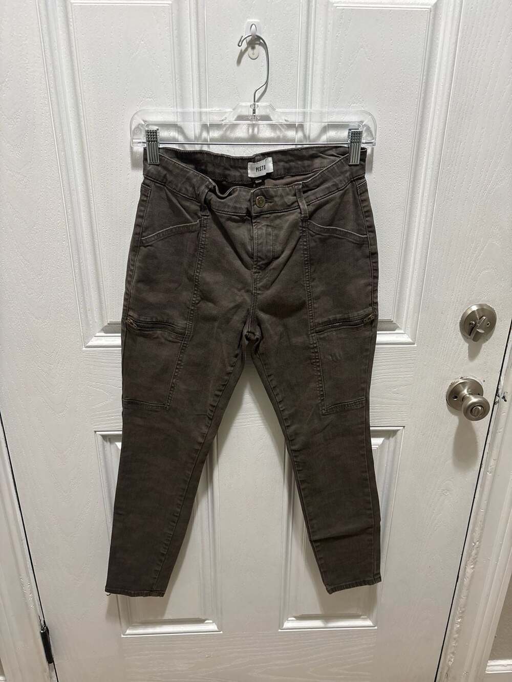 Pistola Hannah Cargo Skinny Ankle Jeans in Olive Bronze Grey Size 27